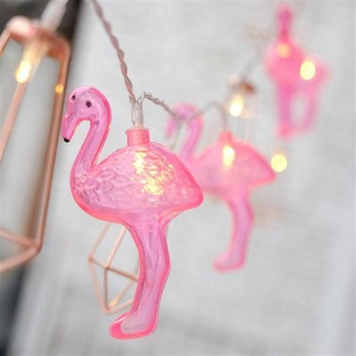 10&amp;apos;lu Pilli Led Flamingo Dekoratif Işık Zinciri Aydınlatma 1,5 Mt