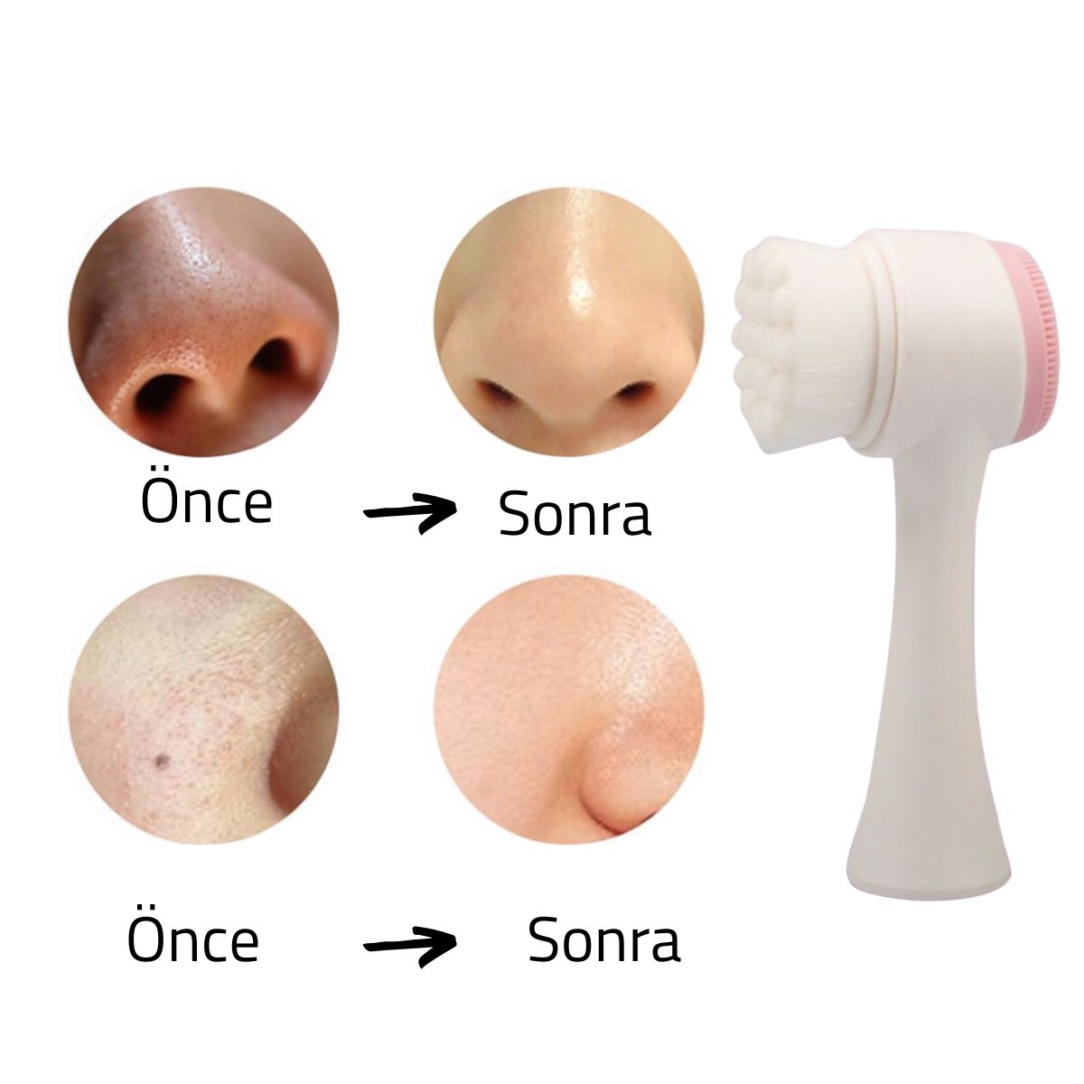 2&apos;li Set Çift Taraflı Cilt Temizleme Fırçası ve Yeşim Taşı Çift Taraflı Cilt Masaj Aleti