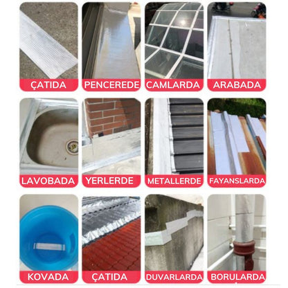 2 Mt Yüksek Sıcaklık Dayanan Su Geçirmez Çatı Duvar Çatlak Onarıcı Yapışkan Bant Folyo 5 Cm