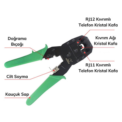 3&amp;#39;ü 1 Arada Modüler Kablo Sıkma,Soyma ve Kesme Pensesi