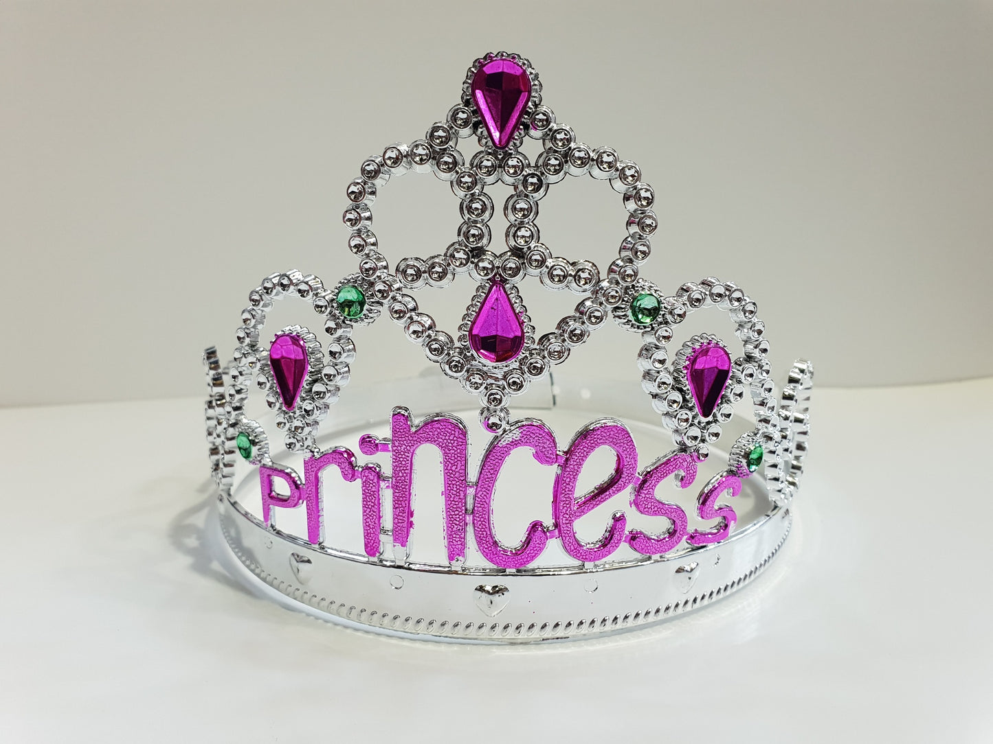 Gümüş Renk Prenses Yazılı Parti Tacı 60 cm