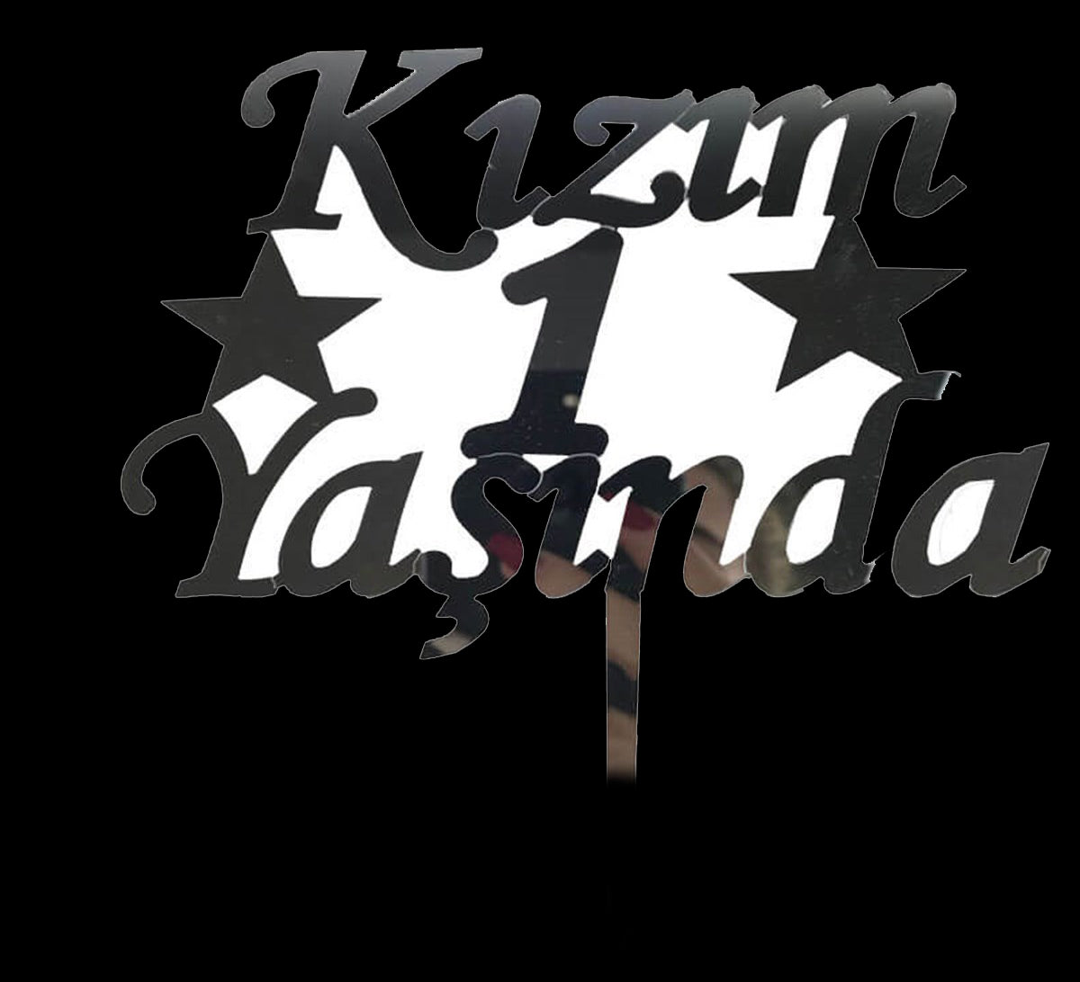 Kızım 1 Yaşında İlk Yaş Doğum Günü Partisi Pleksi Pasta Süsü Gümüş Renk