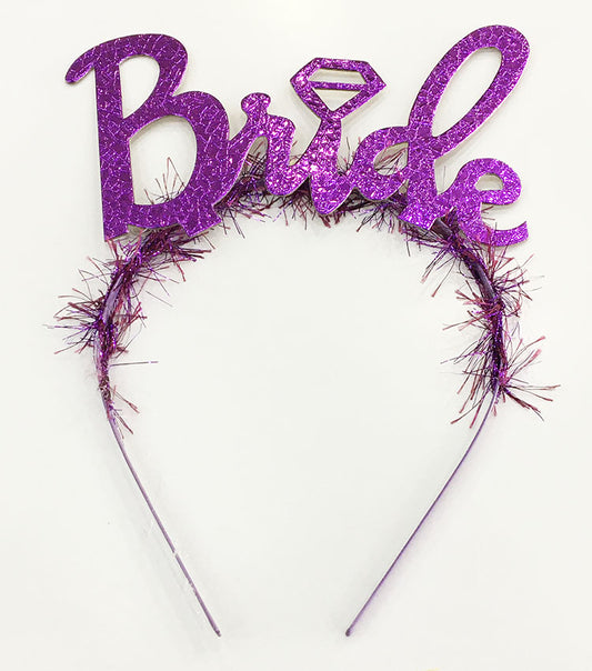 Mor Renk Bekarlığa Veda İtalik Yazı Alyanslı Bride Taç
