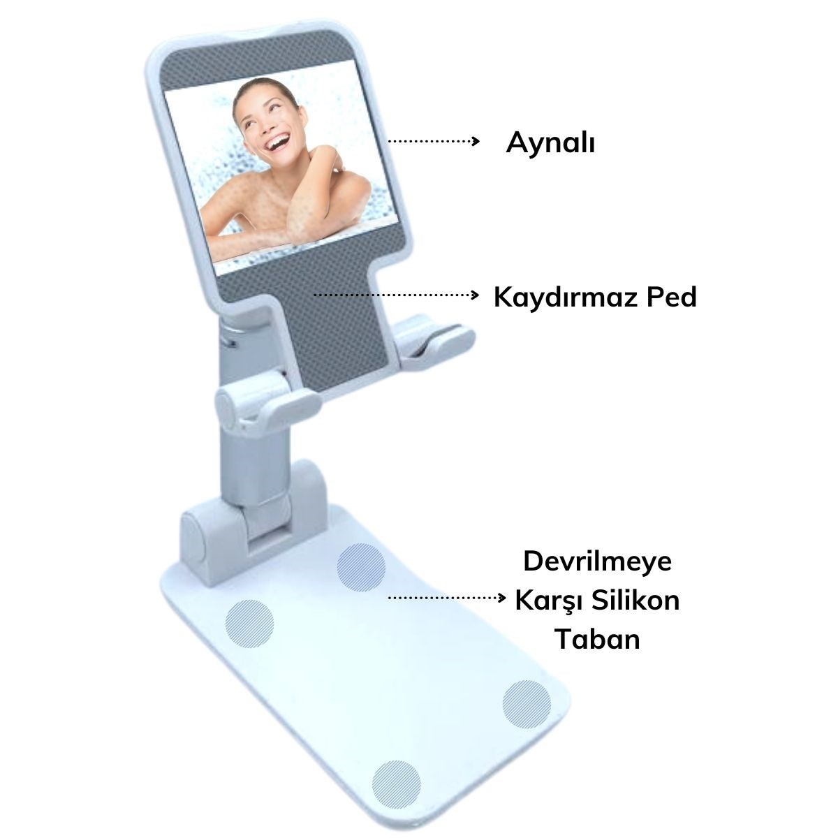 Siyah Aynalı Cep Telefonu Sabitleyici Stand Katlanabilir Ayarlanabilir Telefon Standı