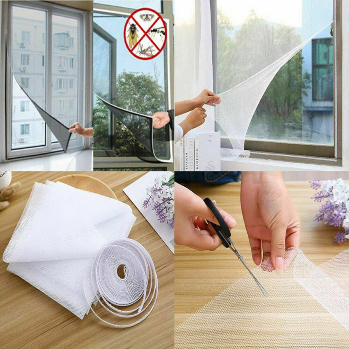 Tüm Cam Pencere Kapılara Uyumlu Çift Kanat Pencere Sinekliği