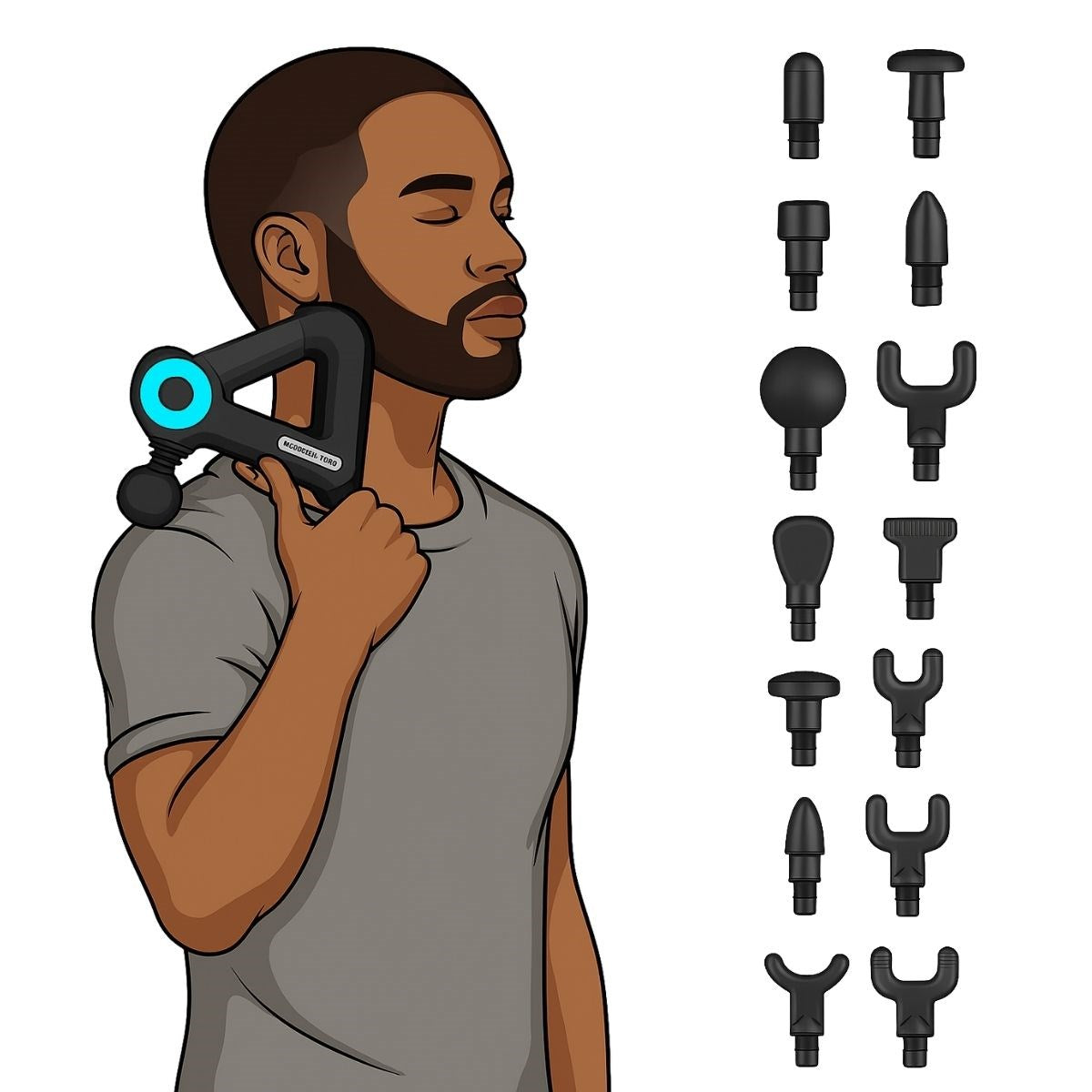 12 Farklı Başlıklı Profesyonel Masaj Tabancası - Kas Gevşetici ve Yorgunluk Giderici Masaj Aleti