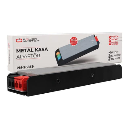 12 Volt 10 Amper 120 Watt Slim Metal Kasa Adaptör Voltaj Göstergeli 189x51x27mm
