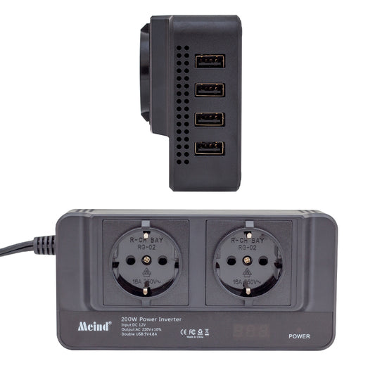 12 VOLT - 200 WATT 4 USBLİ DİJİTAL ÇAKMAKTAN POWER INVERTER