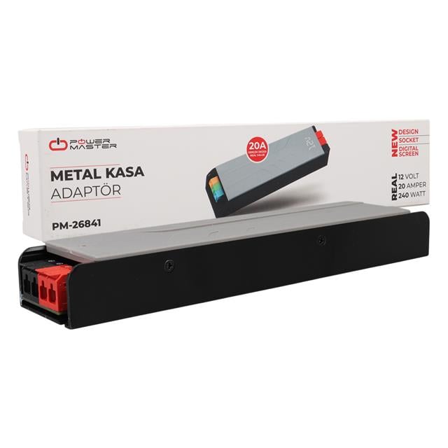 12 Volt 20 Amper 240 Watt Slim Metal Kasa Adaptör Voltaj Göstergeli 238x51x30mm