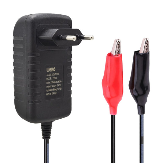 14.4 VOLT - 2 AMPER KIRMIZI*YEŞİL LEDLİ YERLİ ÜRETİM KROKODİL UÇLU AKÜ ŞARJ CİHAZI (OUT :12V-2A)