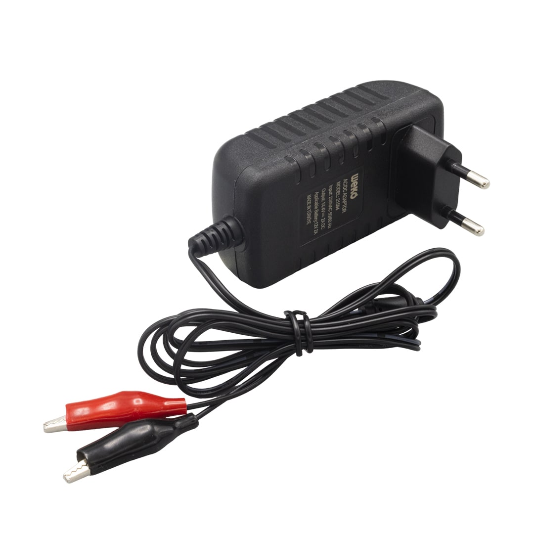 14.4 VOLT - 2 AMPER KIRMIZI*YEŞİL LEDLİ YERLİ ÜRETİM KROKODİL UÇLU AKÜ ŞARJ CİHAZI (OUT :12V-2A)