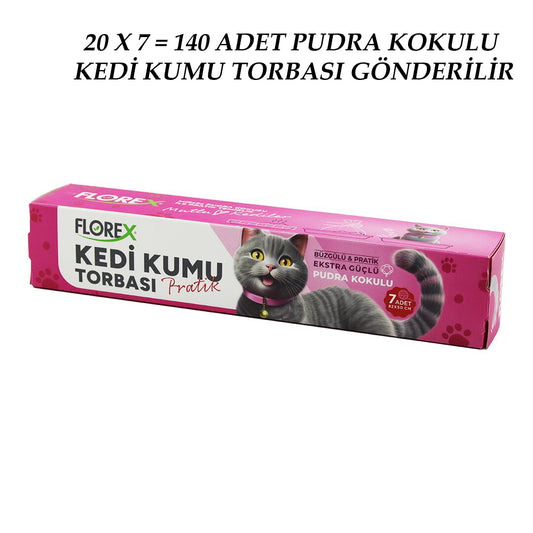 140 ADET KEDİ - EVCİL HAYVAN  KUMU TORBASI PRATİK PUDRA KOKULU  BÜZGÜLÜ - EXTRA GÜÇLÜ 82X50CM