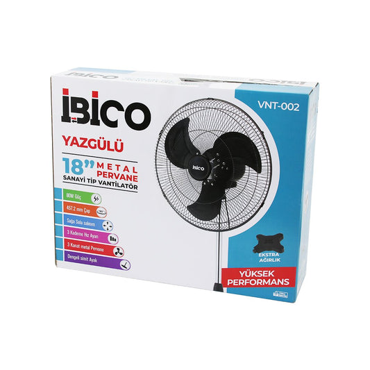 18 İNÇ 45.7CM SANAYİ TİPİ AYAKLI VANTİLATÖR 3 KADEME HIZ - 3 METAL KANAT 80W 140CM YÜKSEKLİK VNT-002