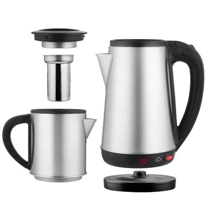 1800W 1.8 - 0.8 Litre Çelik Hazneli Çaycı Mutfak Kettle Demlikli Ve Süzgeçli Inox CRW-2201