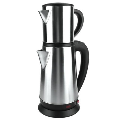 1800W 1.8 - 0.8 Litre Çelik Hazneli Çaycı Mutfak Kettle Demlikli Ve Süzgeçli Inox CRW-2201