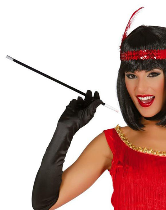 1920&amp;apos;ler 1990&amp;apos;lar Gatsby Kadın Aksesuar Seti – Kırmızı Charleston Saç Bandı ve Sigaralık