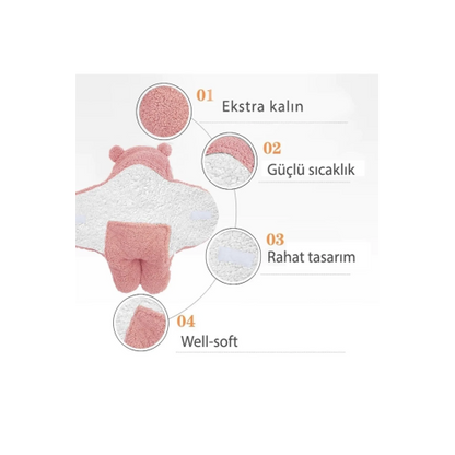 0-12 Ay Bebek Dış Kundak Welsoft Battaniye Ayaklı Model Pembe kundak