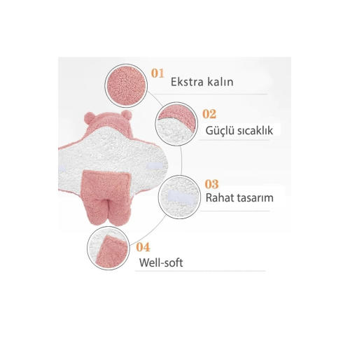 0-12 Ay Bebek Dış Kundak Welsoft Battaniye Ayaklı Model Pembe kundak