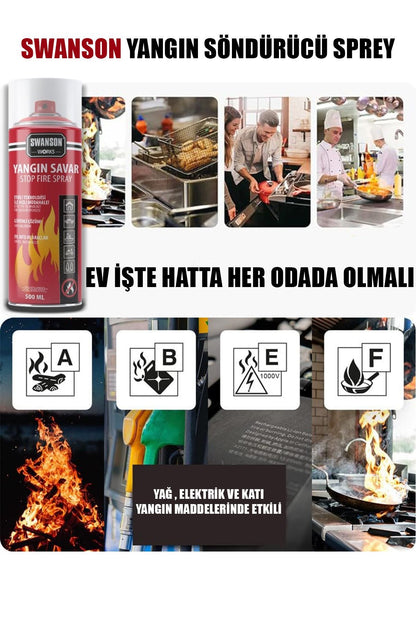 2 ADET YANGIN SÖNDÜRÜCÜ - YANGIN SAVAR SPREY 500ML + 500 ML  EV - OFİS - OTO ARAÇ   ATEŞ BOĞUCU KÖPÜK TABAKA OLUŞTURUR