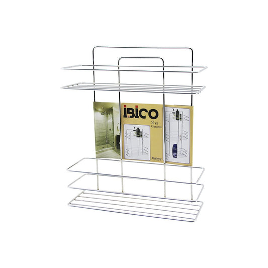 2 KATLI - DİKDÖRTGEN   KROM   METAL  BANYO KÖŞELİK - DUŞKABİN RAF - ŞAMPUANLIK