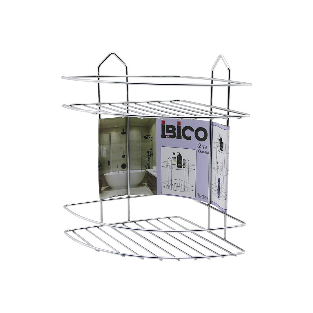 2 KATLI - ÜÇGEN   KROM   METAL  BANYO KÖŞELİK - DUŞKABİN RAF
