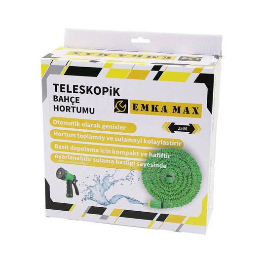 25MT TELESKOPİK UZAYAN BAHÇE HORTUMU 7 FONKSİYON AYARLI TETİKLİ TABANCA