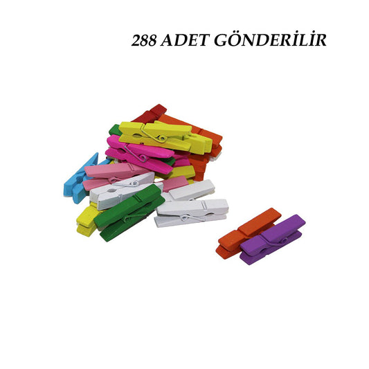 288 ADET MİNİ  RENKLİ AHŞAP  FOTOĞRAF - SÜS - SUNUM MANDALI 
