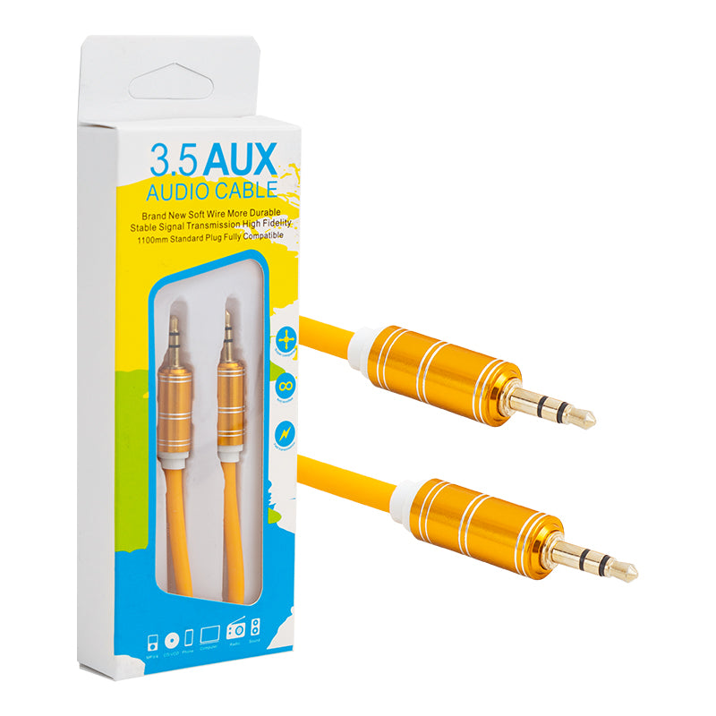 3.5 MM ERKEK/ERKEK 1.1 MT METAL BAŞLIK STEREO AUX KALIN SİLİKONLU KABLO