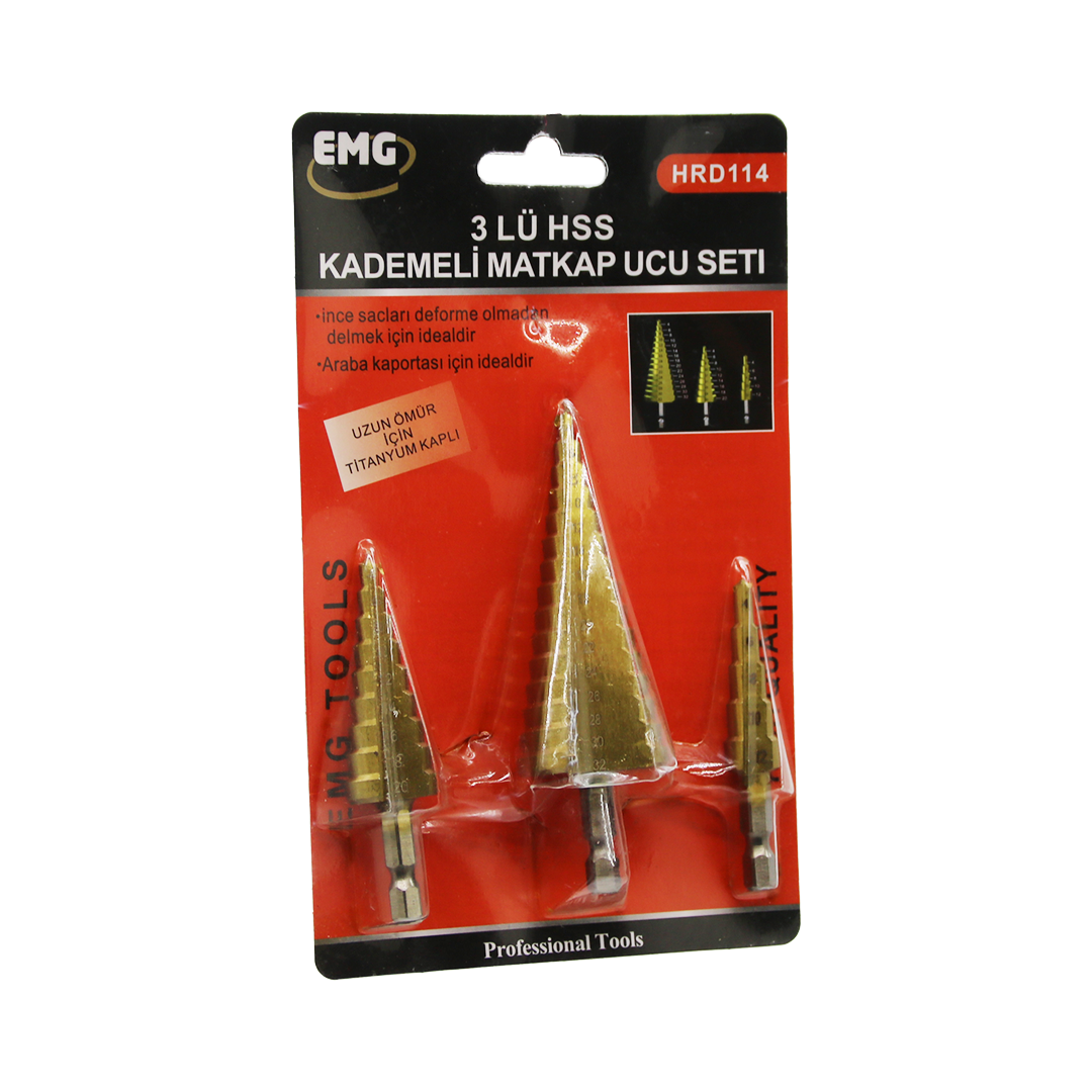 3 PARÇA  HSS KADEMELİ MATKAP UCU SET