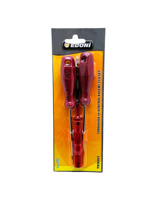 3  PARÇA  SET TORNAVİDA YILDIZ - DÜZ - KONTROL KALEMİ