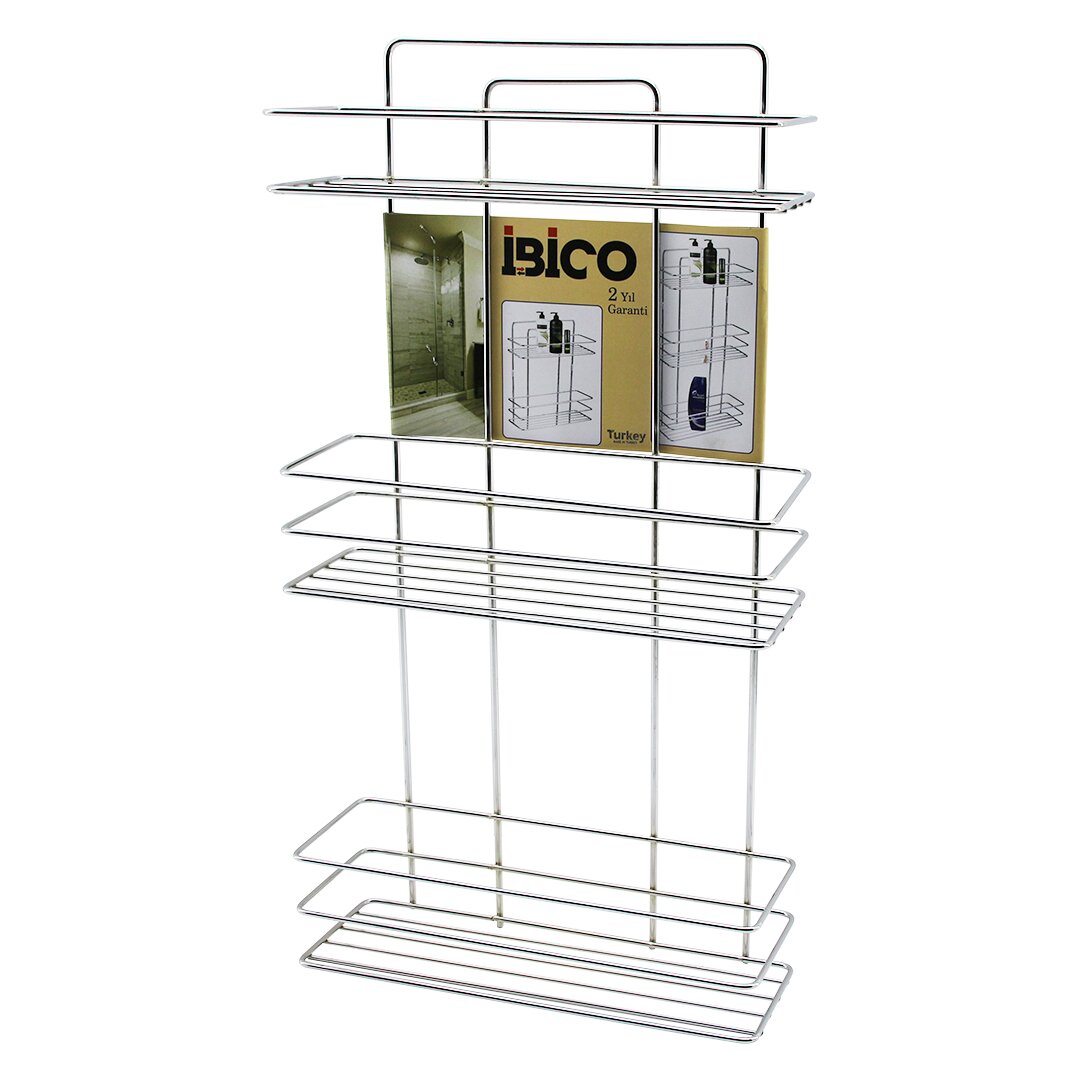 3 KATLI - DİKDÖRTGEN   KROM   METAL  BANYO KÖŞELİK - DUŞKABİN RAF - ŞAMPUANLIK