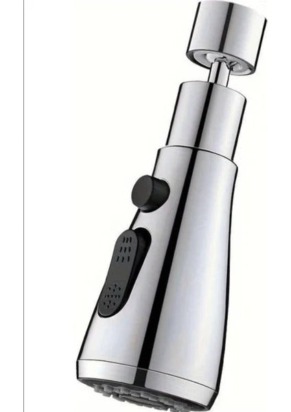 360 DERECE DÖNEBİLEN- 3 MOD  KROM YAĞMUR PÜSKÜRTME BORULU KUBAR MUSLUK UCU 