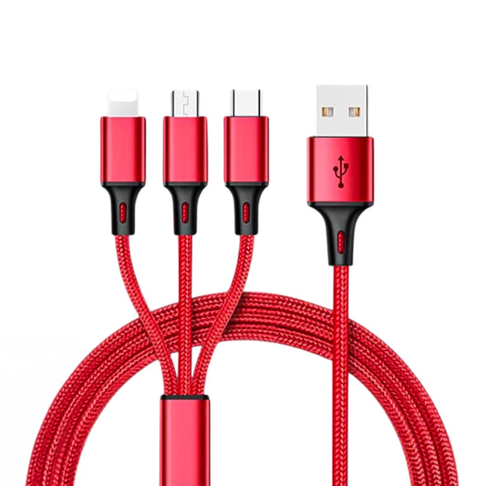 3IN1 KIRMIZI 1.2 METRE (MICRO USB - LIGHTNING - TYPE C) TELEFON ŞARJ KABLOSU
