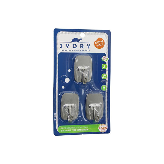 3PCS DİKDÖRTGEN - KOMPLE METAL  YAPIŞKAN ASKI  2KG TAŞIMA