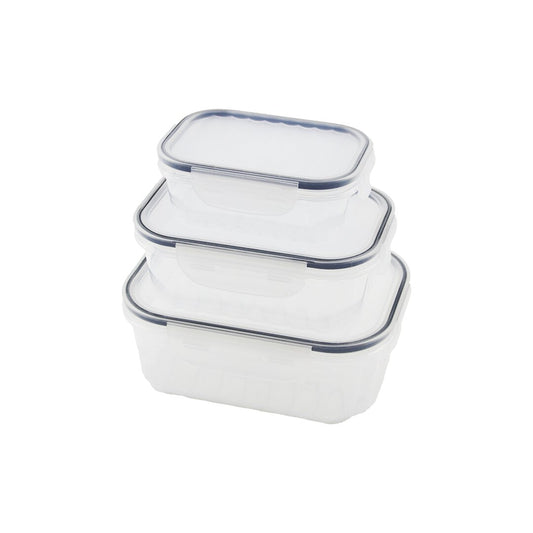 3PCS QUİCK SIZDIRMAZ SAKLAMA KABI SETİ ŞEFFAF KAP - BUĞULU-CONTALI KAPAK  500-1000-1700ML