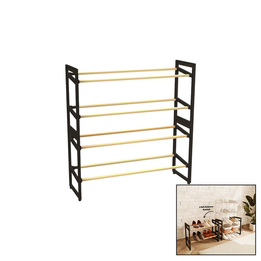 4 KATLI AHŞAP AYAKKABILIK 8 AYAKKABILIK 20X65X51CM ÇOK AMAÇLI RAF PORTATİF - VİDASIZ KOLAY MONTAJ