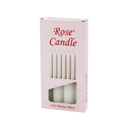 4PCS - KALIN   ÇAP=2CM - UZUNLUK=15CM     BEYAZ KLASİK  MARKET MUM