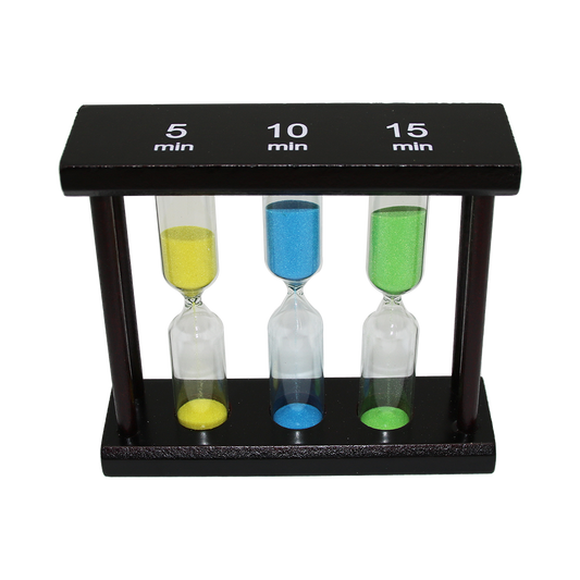 5-10-15 DK 3LÜ CAM KUM SAATİ AHŞAP STANDLI