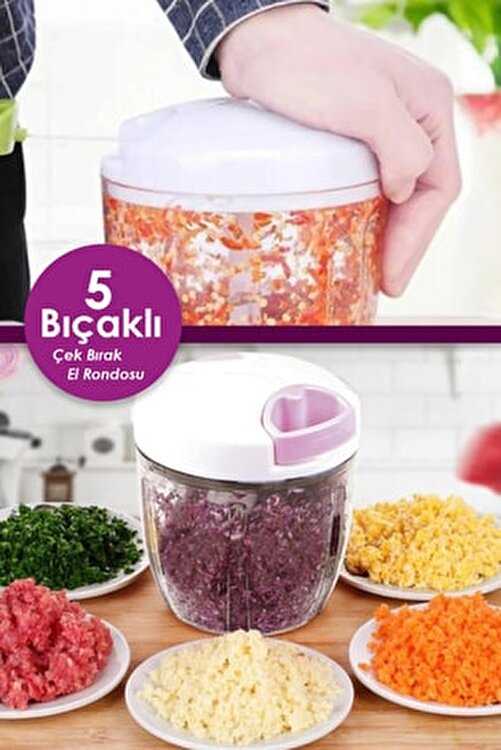 5 Bıçaklı Ipli El Rondosu Pratik Sebze Doğrayıcı