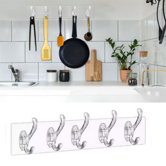 5&apos;li Güçlü Yapışkanlı Şeffaf Duvar Askısı Banyo Mutfak Düzenleyici Pratik Askılık