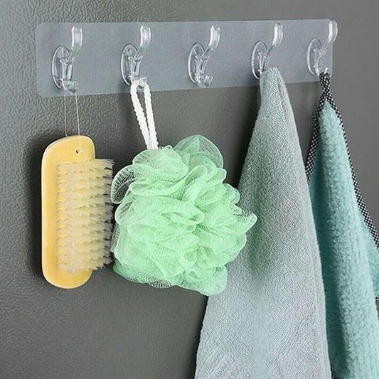 5&apos;li Güçlü Yapışkanlı Şeffaf Duvar Askısı Banyo Mutfak Düzenleyici Pratik Askılık