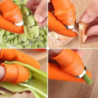 5 Parça Pratik Parmak Koruyucu 1 Parça Baş Parmak Bıçaklı Eldiven Sebze Meyve Soyucu Kesme Ayıklayıcı Silikon Set
