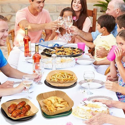 50 Adet Air Fryer Pişirme Kağıdı Tek Kullanımlık Yağ Geçirmez Yapışmaz Kare Tabak Model PVC