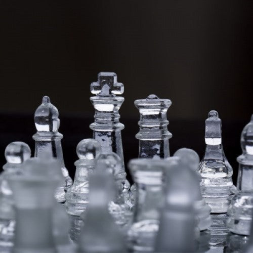 Glass Chess Cam Satranç Takımı (35 cm x 35 cm)