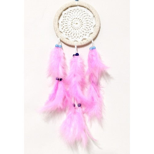 Pembe Kuş Tüylü Dream Catcher El Yapımı Rüya Kapanı Duvar Süsü