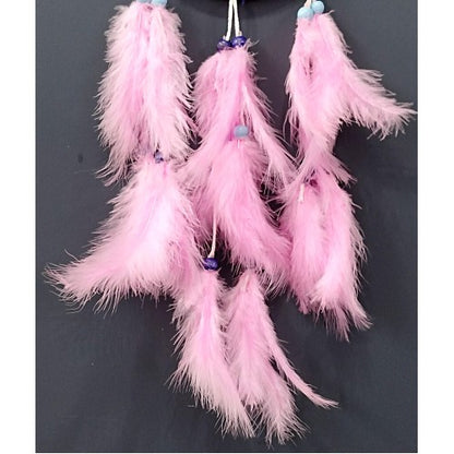 Pembe Kuş Tüylü Dream Catcher El Yapımı Rüya Kapanı Duvar Süsü