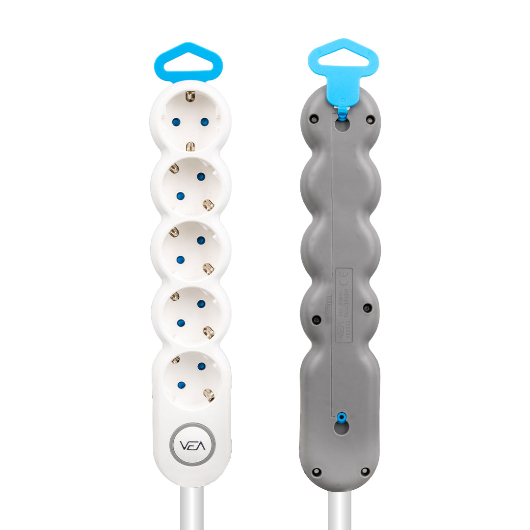 5Li 1,5 METRE KABLOLU ANAHTARLI BEYAZ AKIM KORUMALI GRUP PRİZ