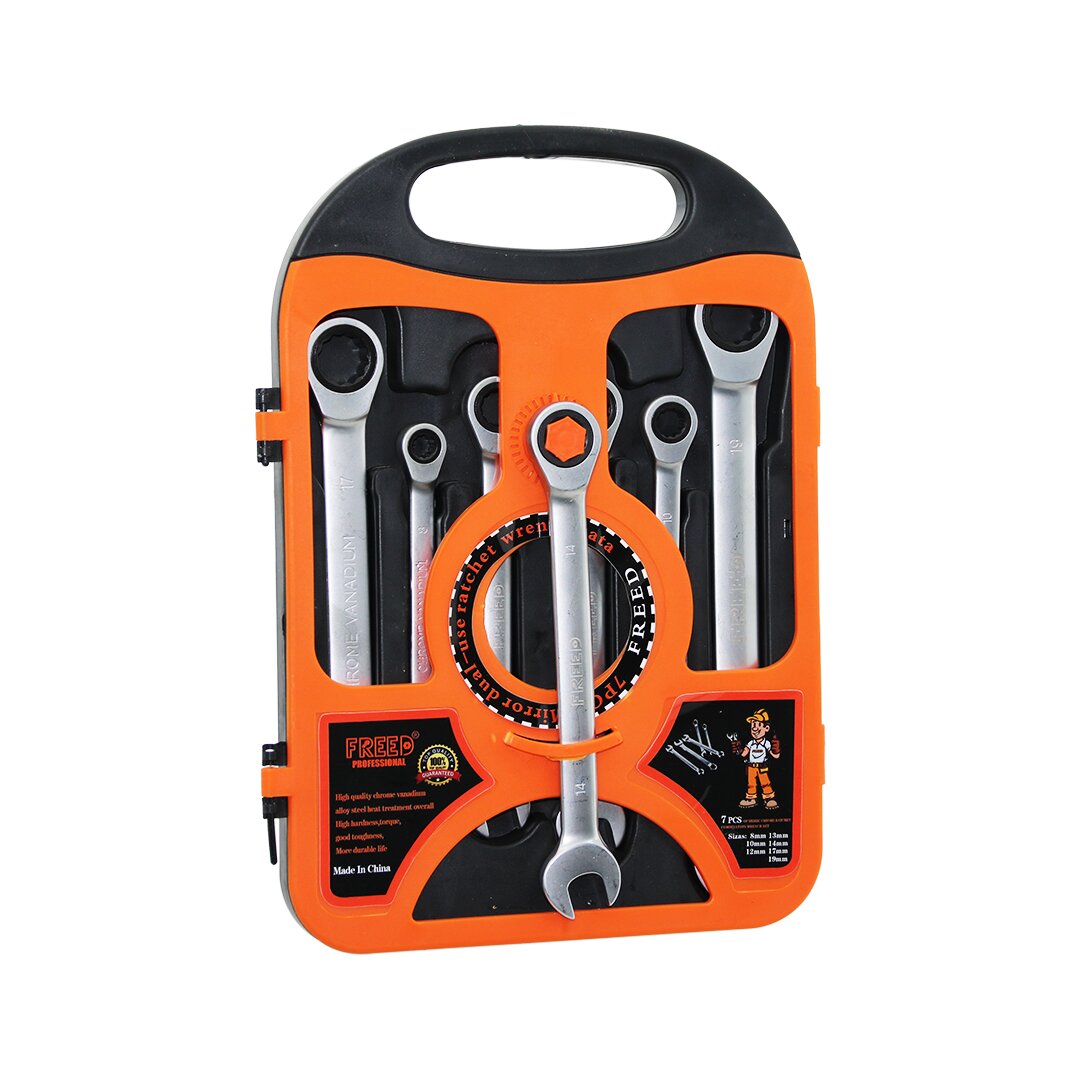 7 PCS CIRCIR KOMBİNE ANAHTAR SETİ 8-10-12-13-14-17-19MMPLASTİK TAŞIMA ÇANTALI