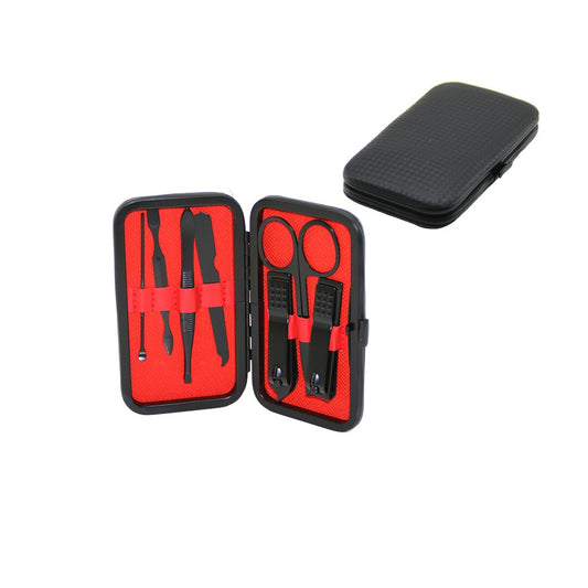 7 PCS - SİYAH MANİKÜR - PEDİKÜR SETİ SİYAH CÜZDAN MODELİ ÇANTALI