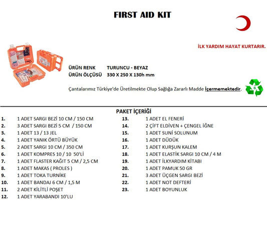 Büyük Boy İlk Yardım Seti First Aid Kit